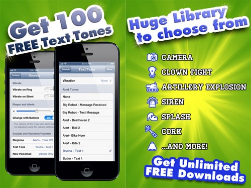 applicazione Free Text Tones per iPhone