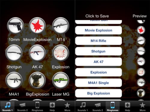 Gun and Explosion Ringtones per iPhone