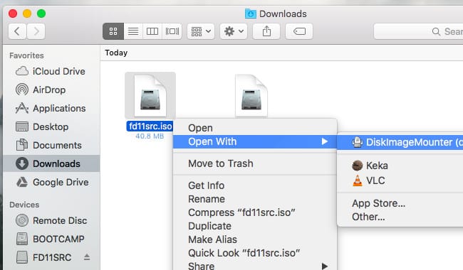 Montare file ISO su Mac OS X