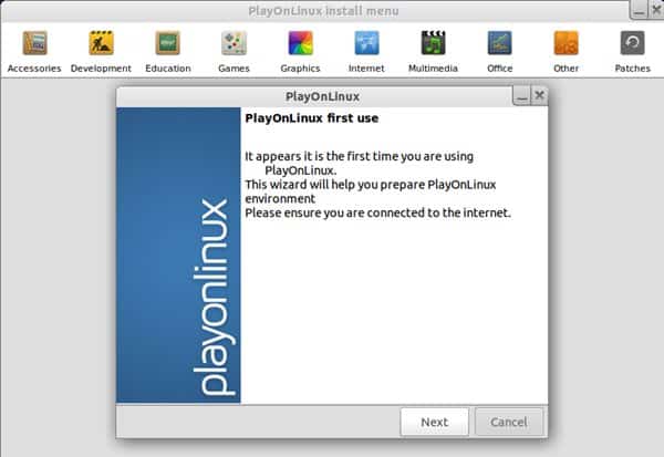 Schermata del software PlayOnLinux